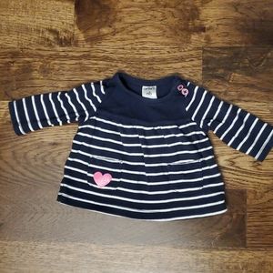 Girls blue & white striped top size NB